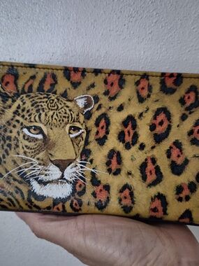 Leopard Print Clutch Wristlet in Mustard Yellow